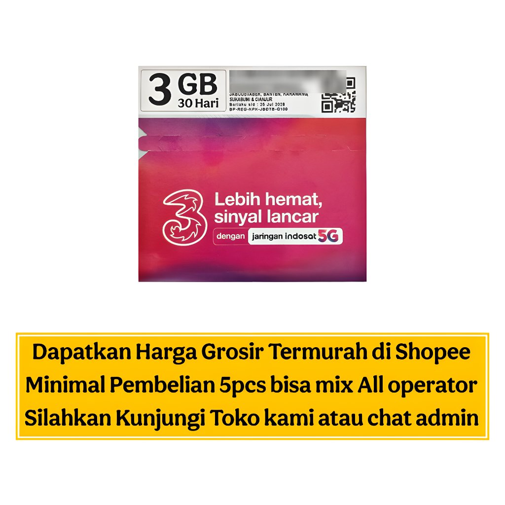 #T32 Perdana Tri Kuota 3GB Lokal, Segel 30-JUN-2027, kartu Prabayar IOH 4G/5G