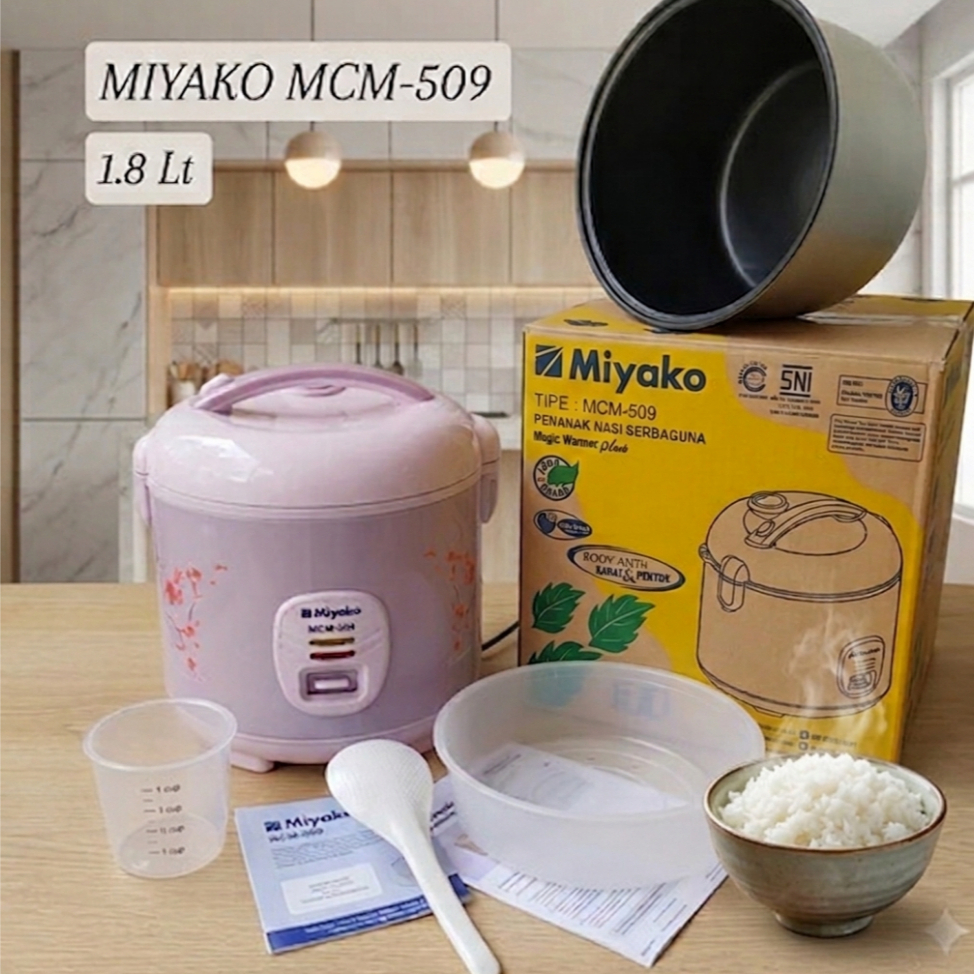 Rice Cooker Miyako MCM509 Magic Com 3in1 MCM 509 Mejikom Mejicom 1.8 Liter RiceCooker Anti Lengket