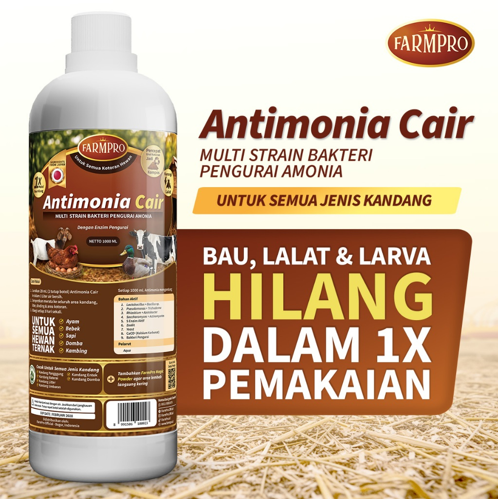 Farmpro Antimonia Cair Penghilang Bau Kandang Ayam, Bebek, Sapi, Kambing dan Pembasmi Lalat Obat Lal