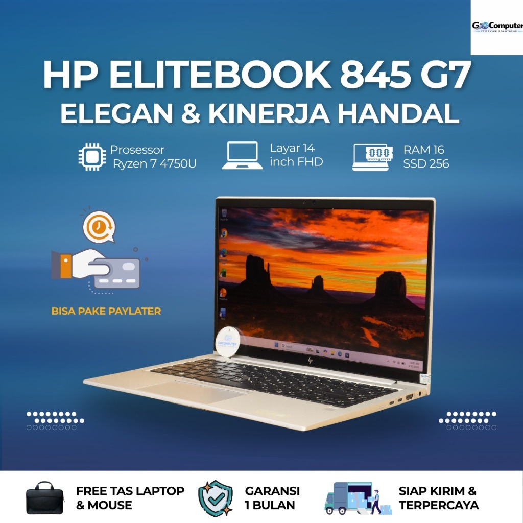 HP ELITEBOOK 845 G7 AMD RYZEN 7 PRO 4750U RAM 16 SSD 256 GB