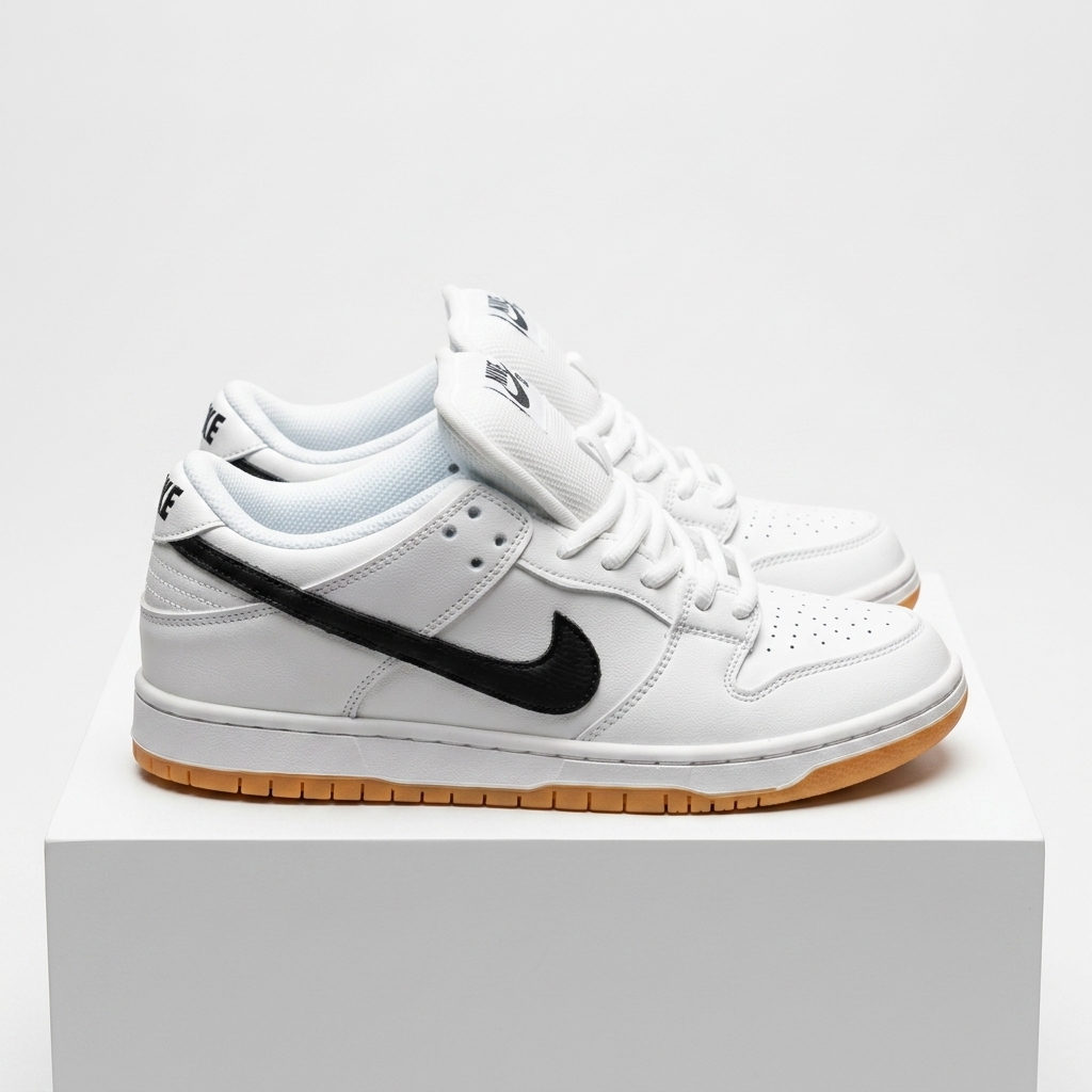 SNEAKERSDAY23 - SEPATU NIKE SB DUNK LOW PRO WHITE BLACK SOL GUM