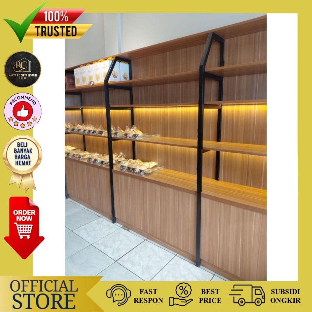 Rak Display Roti Pakai Lampu Furniture Display