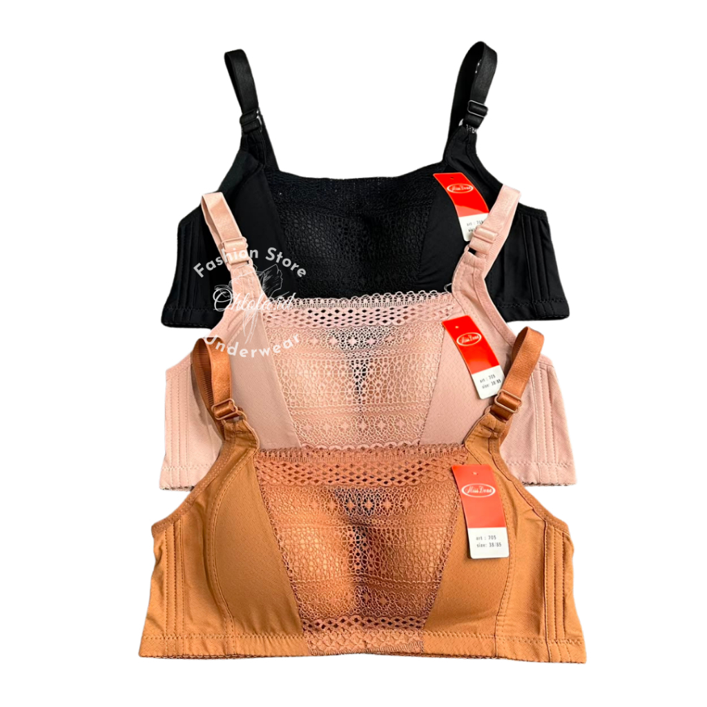 (1-3 Pcs) Bra Kemben 705 Wanita Premium Renda Busa Tipis Tanpa Kawat Kait 4 Cup Besar Bh Kemben Full