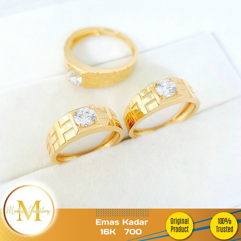 MODIS JEWELLERY - Cincin Pria Solitaire 1 Mata Kuning - Emas 16k  700