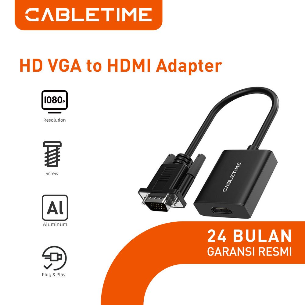 CABLETIME VGA to HDMI Adapter Converter FHD 1080p