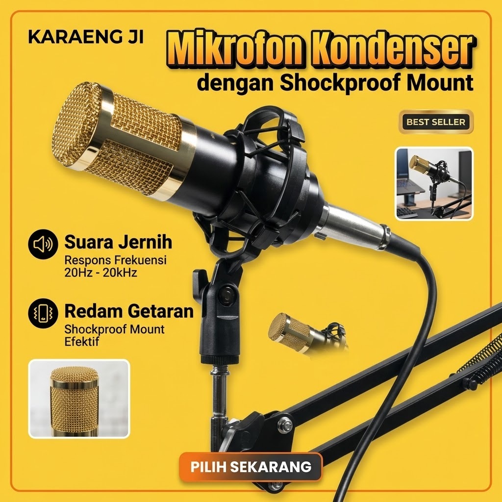 Mikrofon Kondenser XLR Condenser Microphone with Holder
