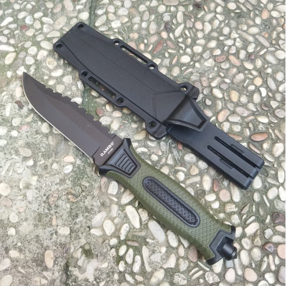 Pisau Survival Rambo 2938B Outdoor Bushcraft Import