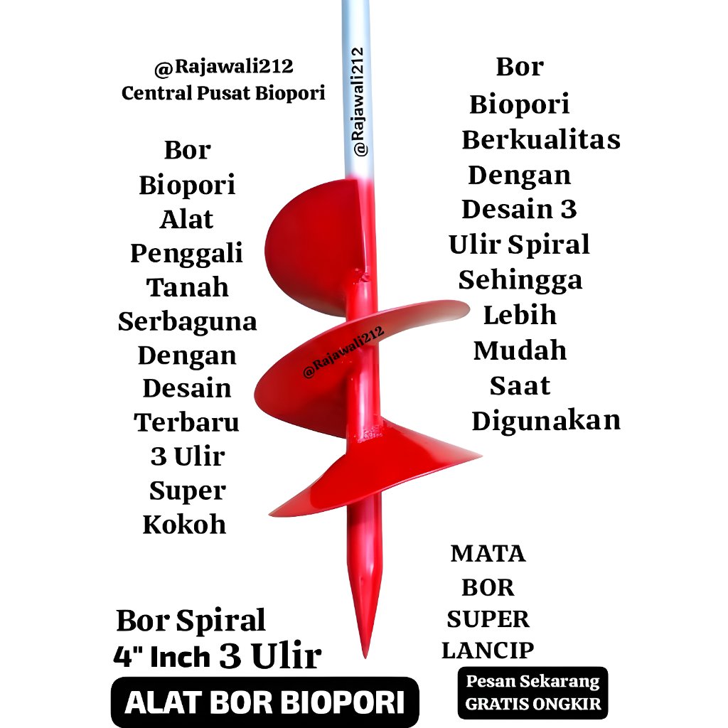 BOR / Biopori Bor Tanah Manual /Bor Pembuatan Lubang Tanah Multifungsi / Bor Alat Pelubang Tanah Bio