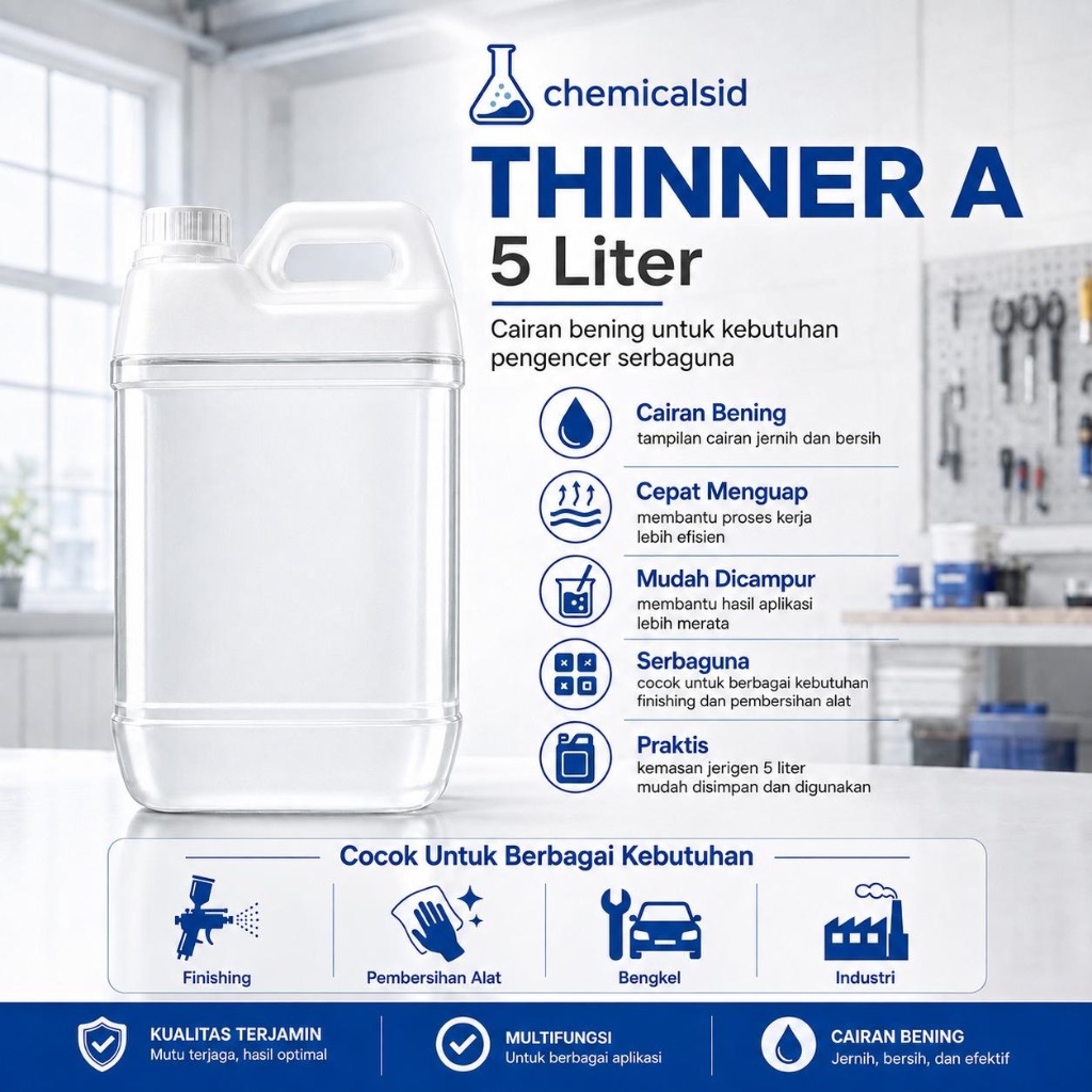 Thinner A 5 Liter Pengencer Cat Duco Kayu Besi Enamel Primer Top Coat Finishing Otomotif Furniture I