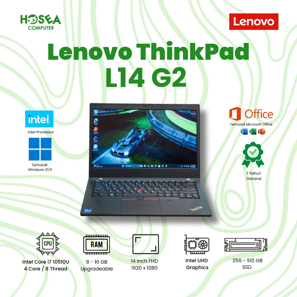 Laptop Lenovo Thinkpad L14 Gen 2 Core i7-1165G7 RAM 16GB SSD 512GB Touchscreen - BERGARANSI