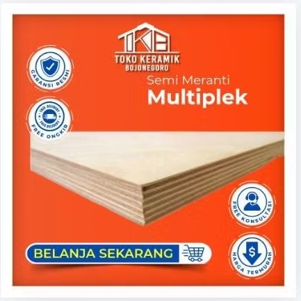 Multiplek Semi Meranti Grade A kualitas Cor 122x244 tebal 8 mm,9mm,12mm,15mm,18mm