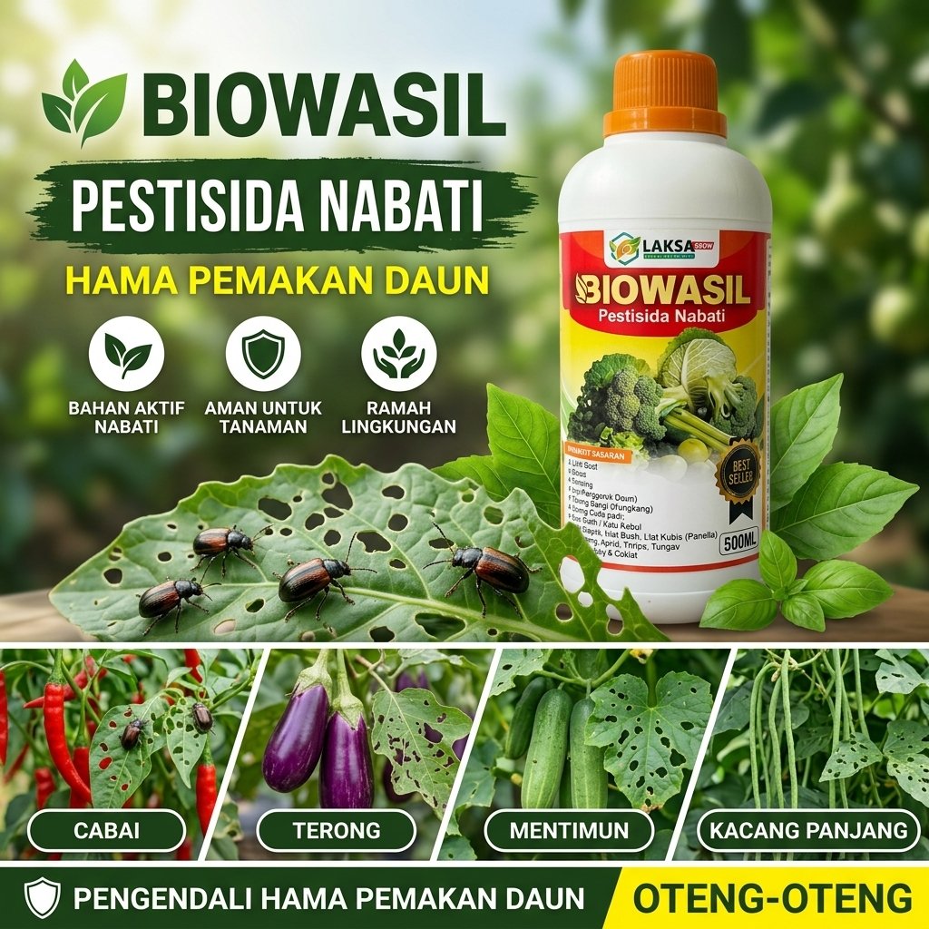 BIOWASIL 500ML Pengendali Kumbang Daun | Pestisida Nabati untuk Hama Pemakan Daun Cabai, Terong, Men