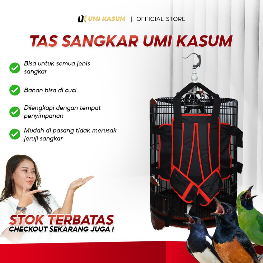 Tas Sangkar Burung Umi Kasum Multifungsi Kandang Kotak dan Bulat | Tas Gendong Burung Murai Kacer