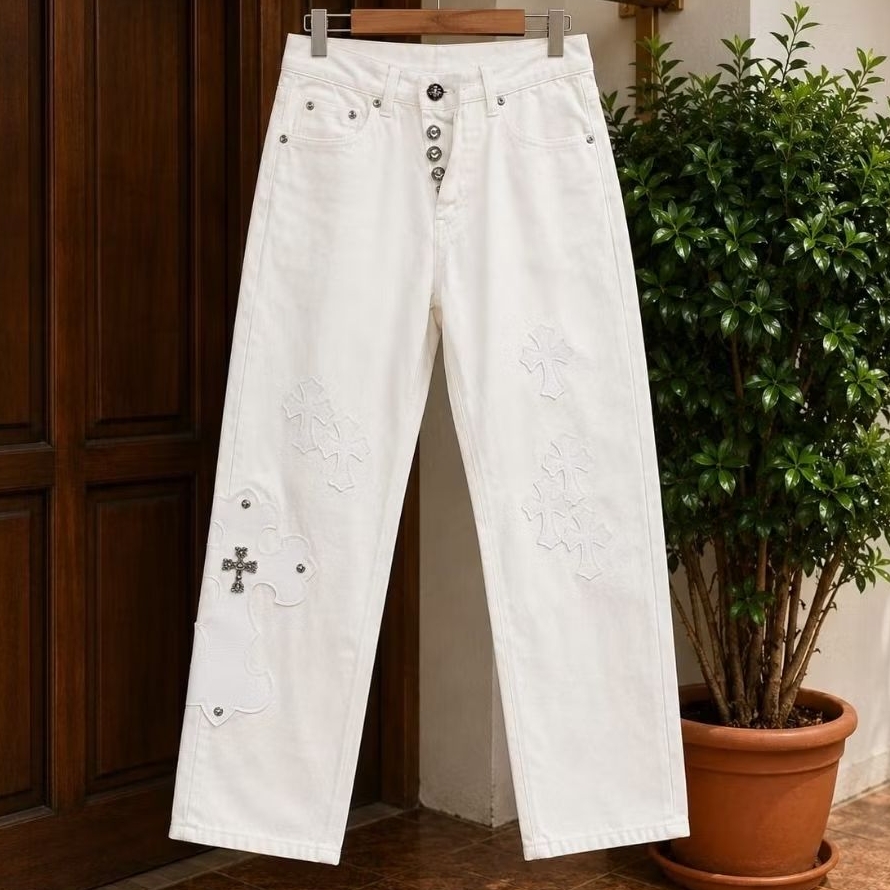 Chrome Hearts Rare White Patch Jeans