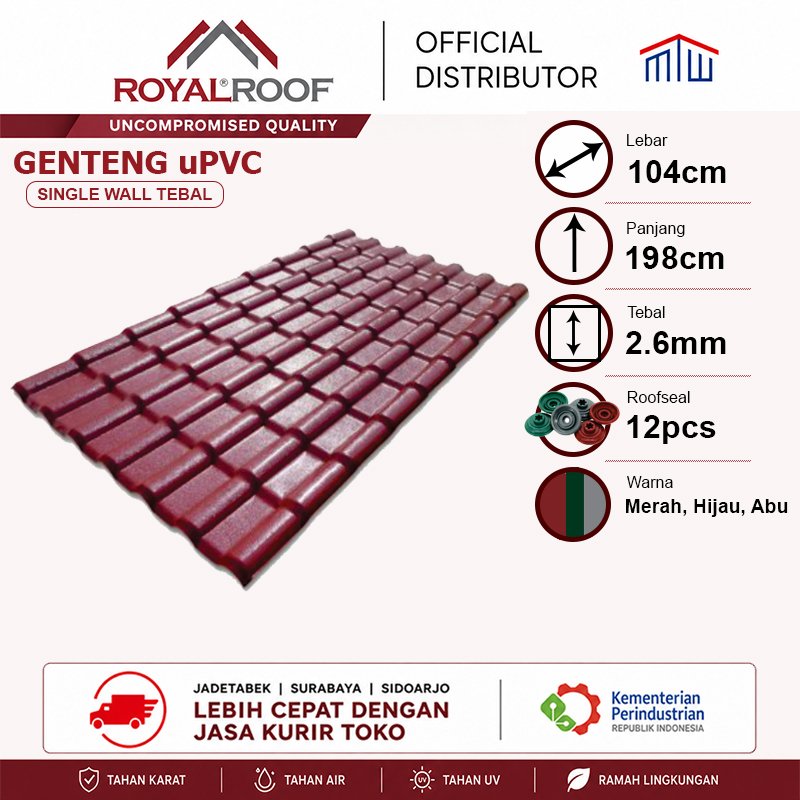 Atap uPVC Motif Genteng Royalroof Rumah, Gazebo, Gapura, Balai Desa