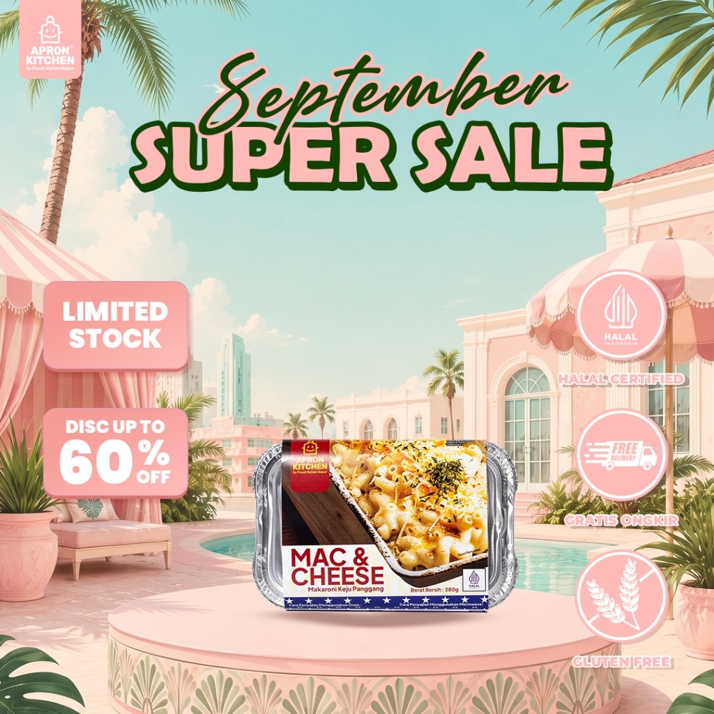 Apron Kitchen Makaroni Keju Mac & Cheese Panggang Makanan Instan Siap Saji 200gr