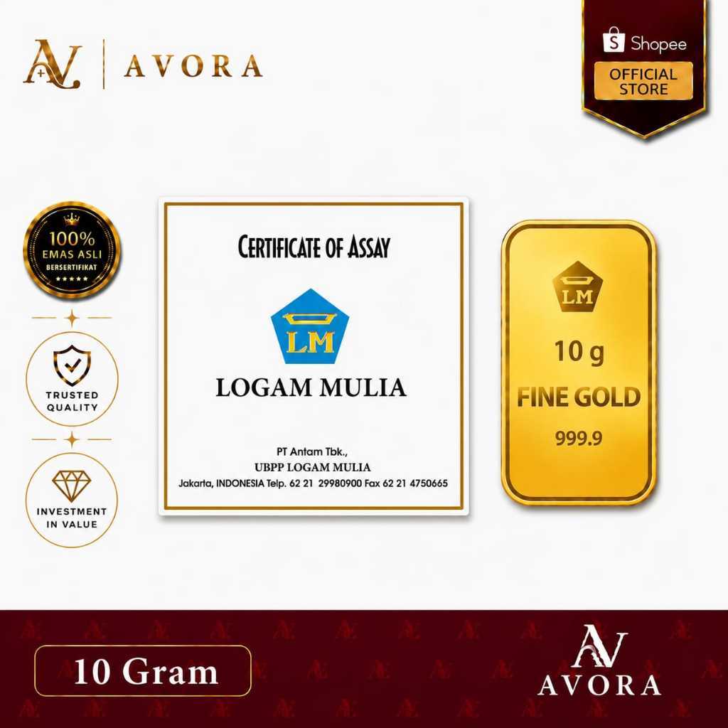 Avora Emas Logam Mulia Antam Retro Berdiri LM 10 Gram Tahun 2026