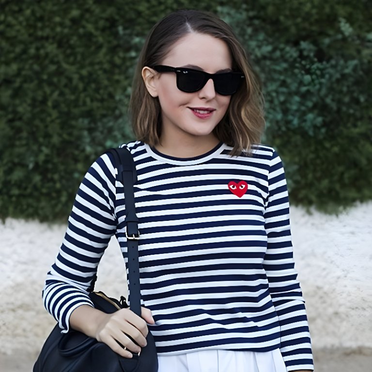 Longsleeve CDG PLAY Stripe Lengan Panjang CDG Garis Heart Hati