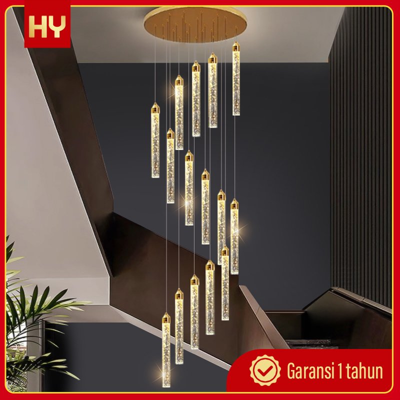 Lampu gantung kristal 3 warna lampu tangga modern lampu dekorasi sederhana lampu dekorasi sederhana 