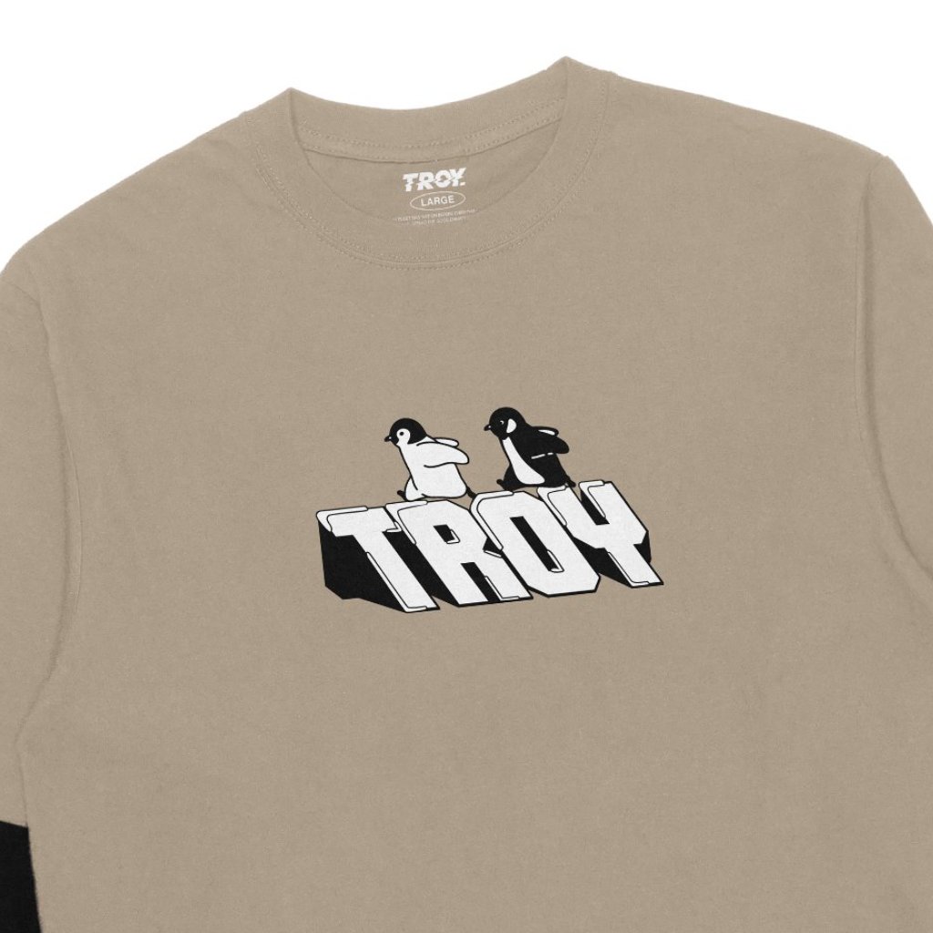 Troy Company Longsleeve Doublesleeve Beige Black The Beach - Kaos Lengan Panjang Beige Hitam DSD 3697