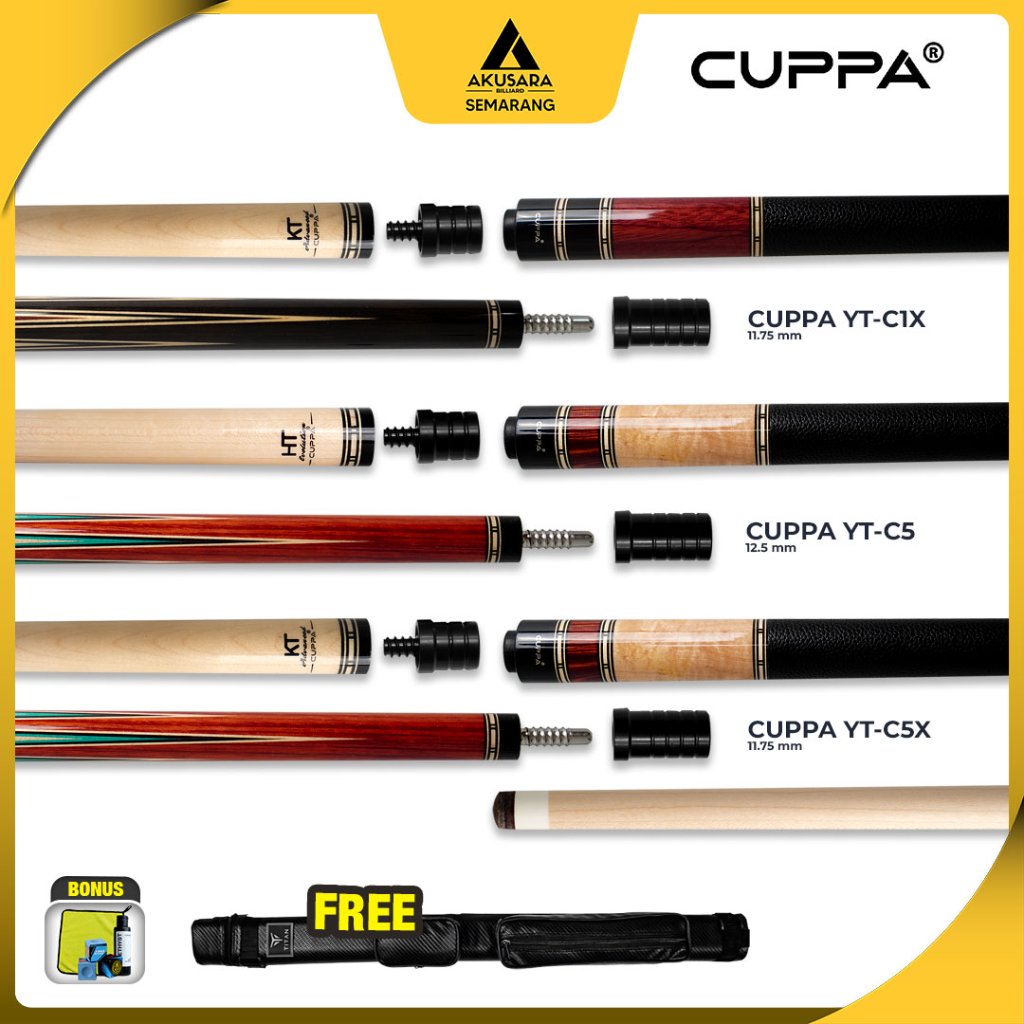 Cuppa YT Series Low Defelction HTE Shaft Maple Stik Billiard Cue PLay