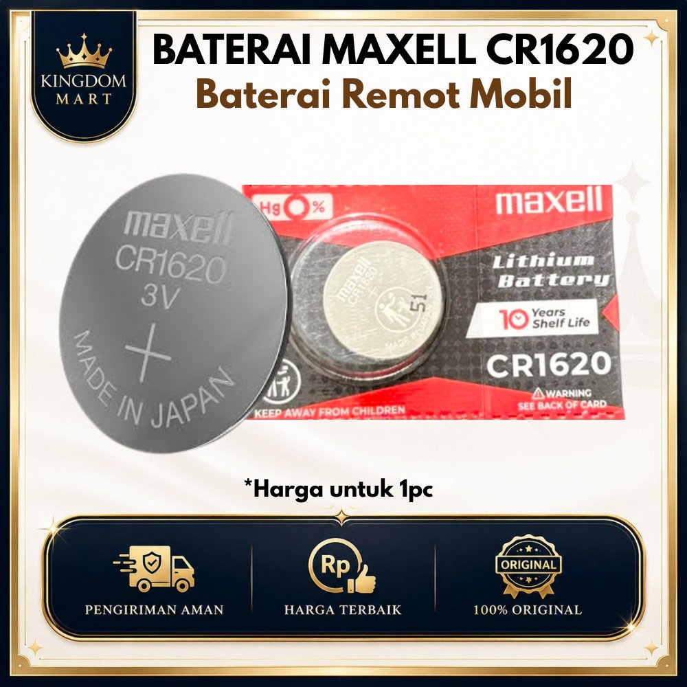 Baterai Remot Mobil CR1620 3V | Baterai Kancing Maxell CR1620 | Baterai Maxell CR1620