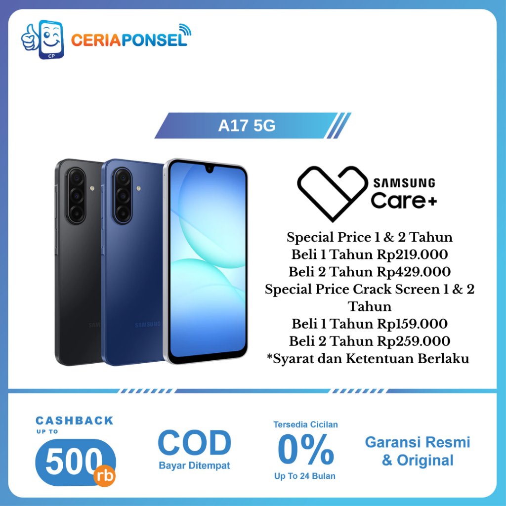 Samsung Galaxy A17 5G 8/256GB Exynos 1330 50MP 5000mAh | Garansi Resmi SEIN 1 Tahun