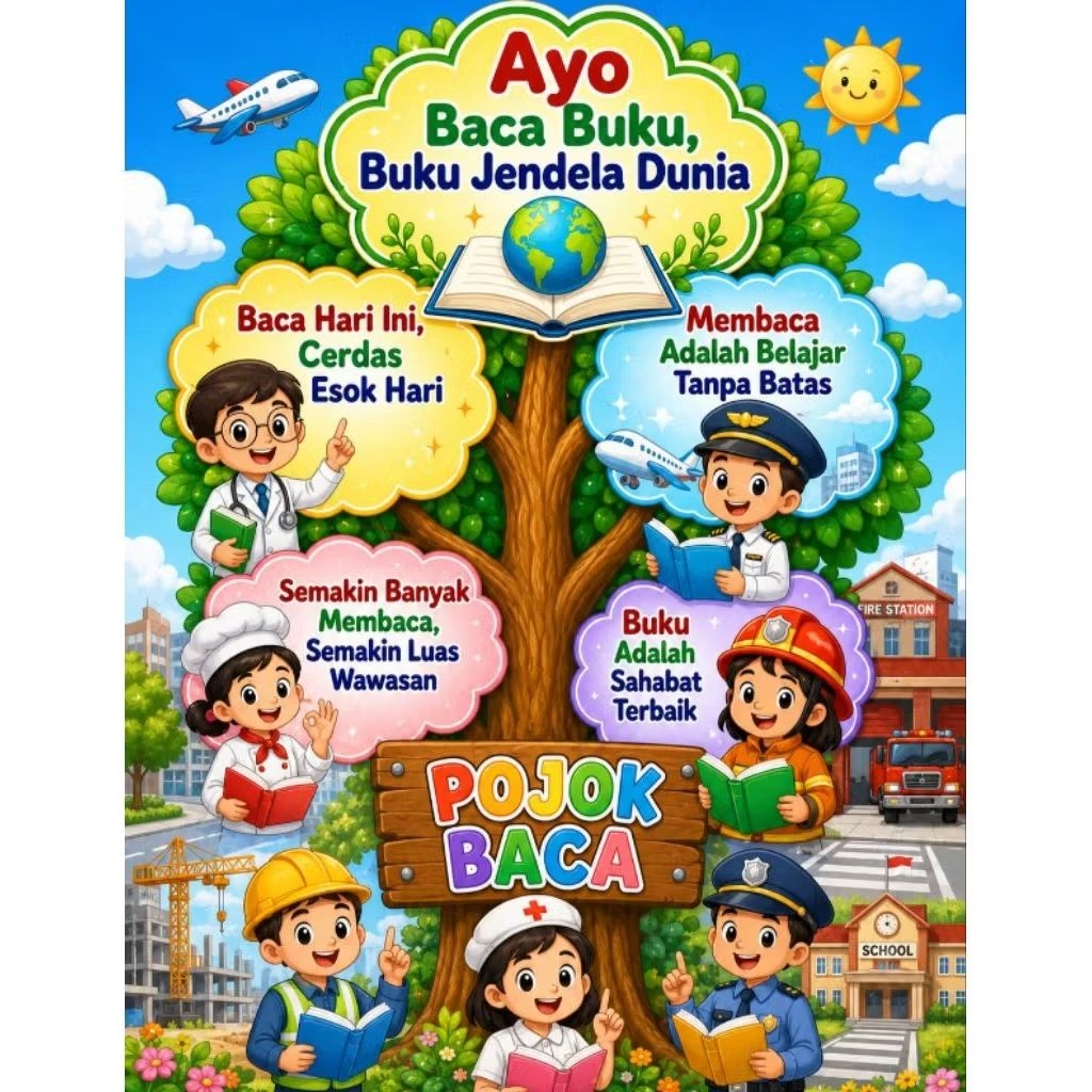 Banner Poster Pojok Baca Tema Bisa Request