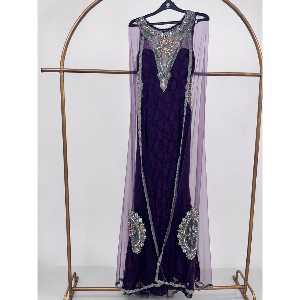 PARTY LONG DRESS PURLE SILVER