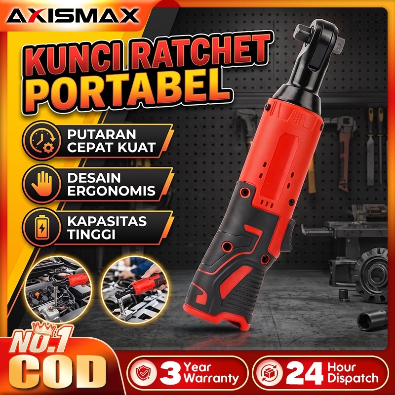 AXISMAX   Kunci Ring Elektrik Portabel 12V - 45Nm High Torque Ratchet Wrench Set 7 Socket