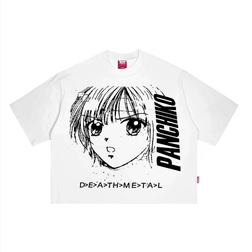Oversized Boxy T-Shirt PANCHIKO Black & White Cotton Combed 24s Unisex Anime T-Shirt