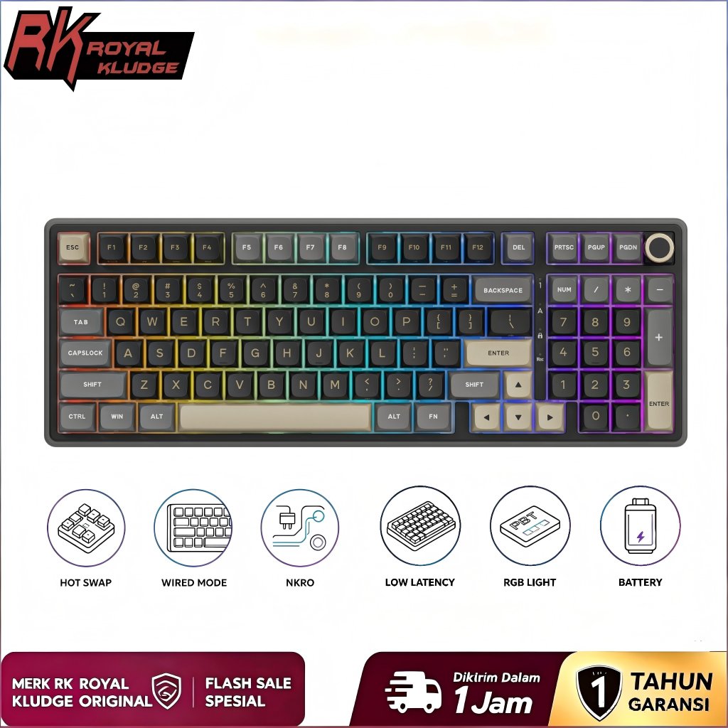 Royal Kludge RK R98Pro Phantom 98 Key RGB Wired With Knob Mechanical Keyboard
