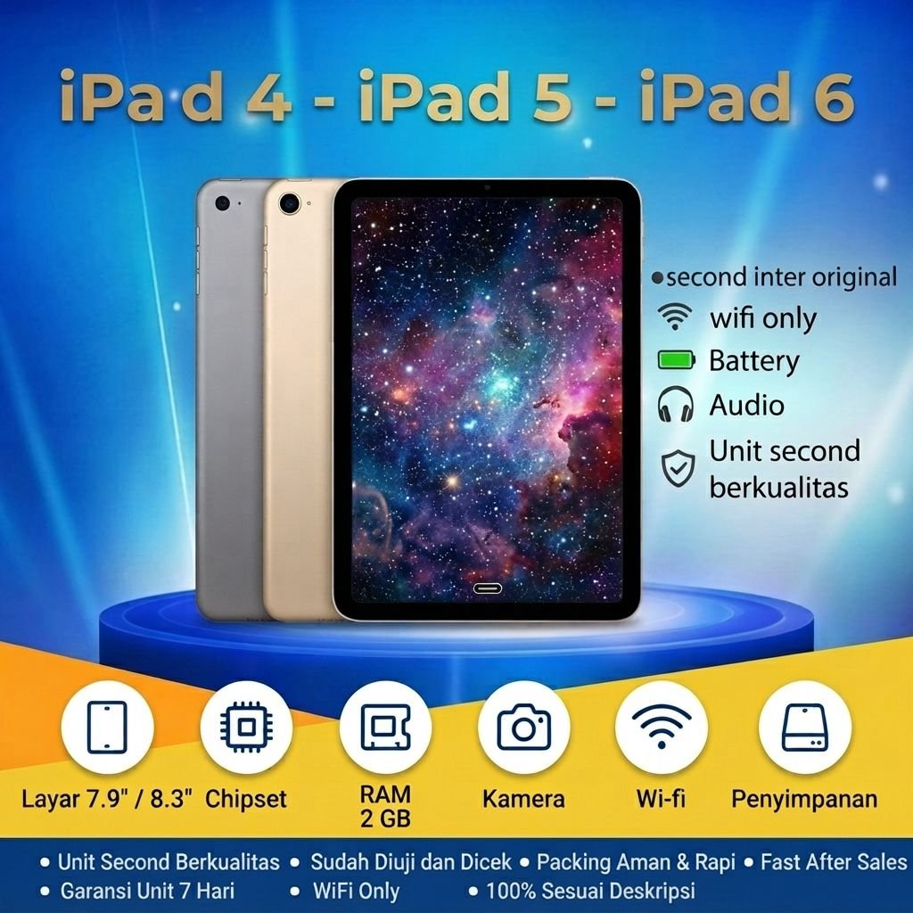 COD APPLE IPAD 4 IPAD 5 IPAD 6  IPAD 7 IPAD 8 wifi only second original batrai 100% ori