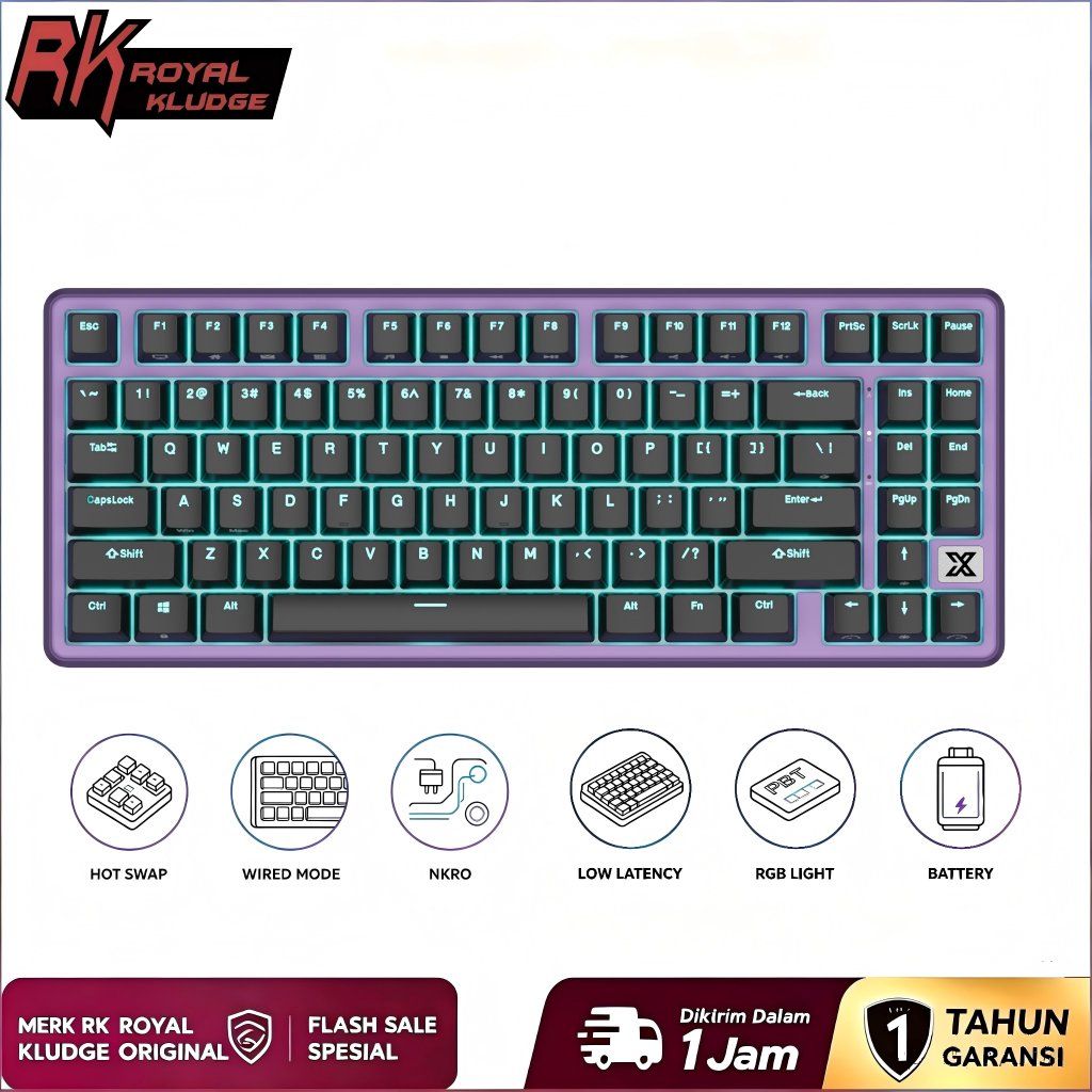 Royal Kludge RK X87 Blackberry Mousse RGB Wired Gaming Keyboard