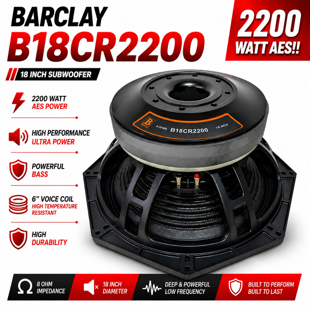 Komponen Speaker 18 Inc Barclay B18CR2200 Daun Carbon Double Magnet By HUPER