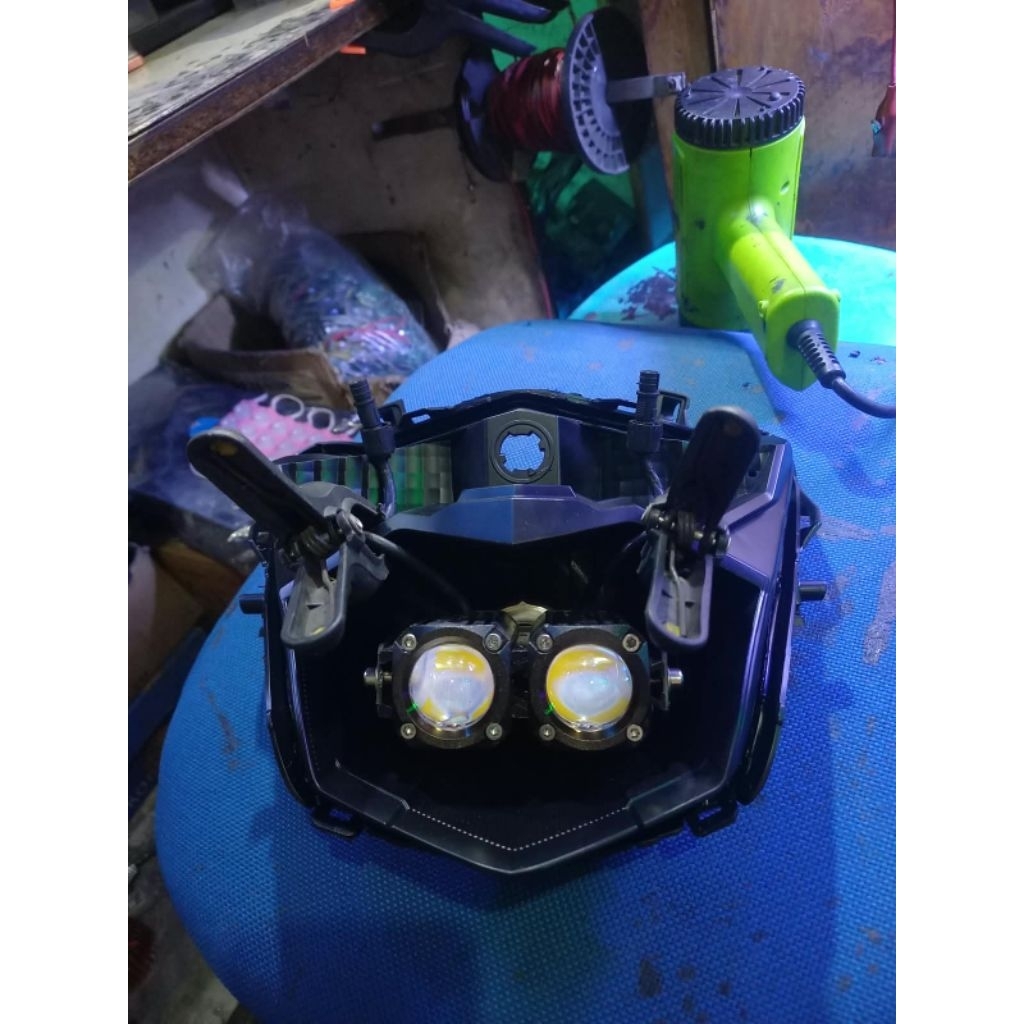 Costum Headlamp Led D2 Laser Lampu Tembak Beat Karbu