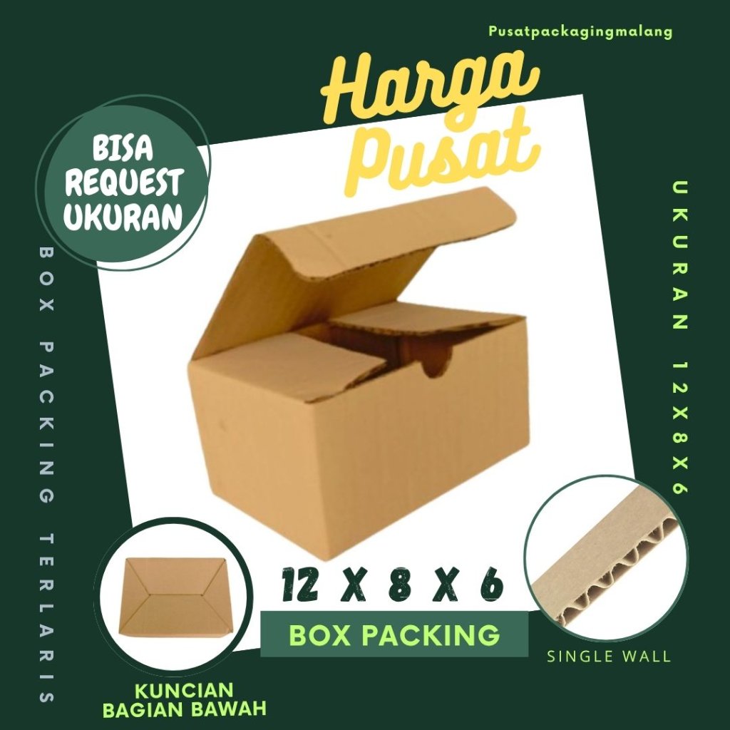 Kardus 12x8x6 A0 Box Paku Dus Packing Kotak Kemasan Karton Souvenir Sparepart Pusat Packaging Malang