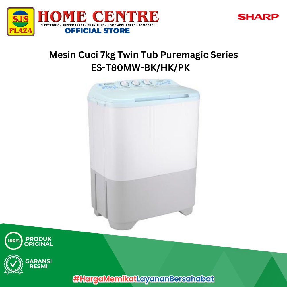 Mesin cuci Sharp ES-T80MW-PK/HK/BK | 7kg