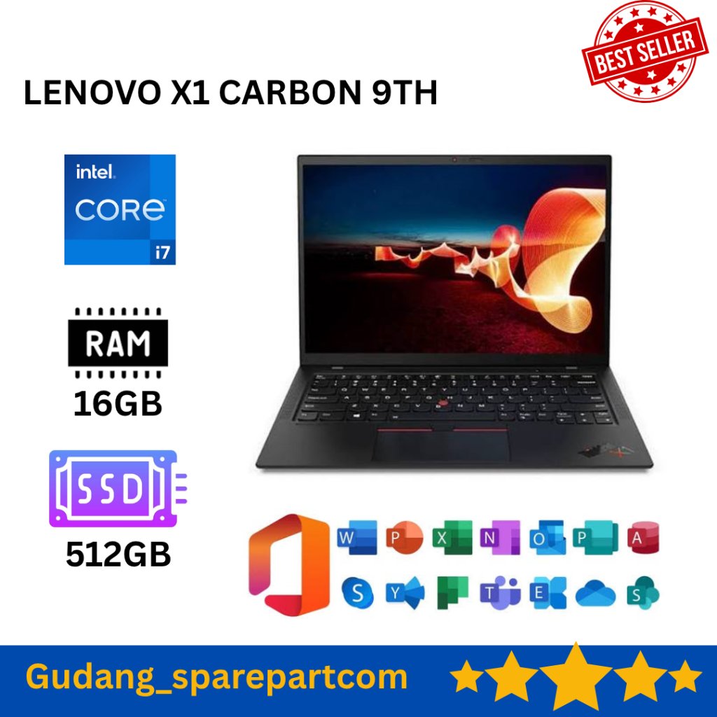 Laptop Lenovo Thinkpad X1 Carbon 9Th Core i7 Gen 11 Ram 16 GB SSD 1 TB Layar 14 Inch 4K
