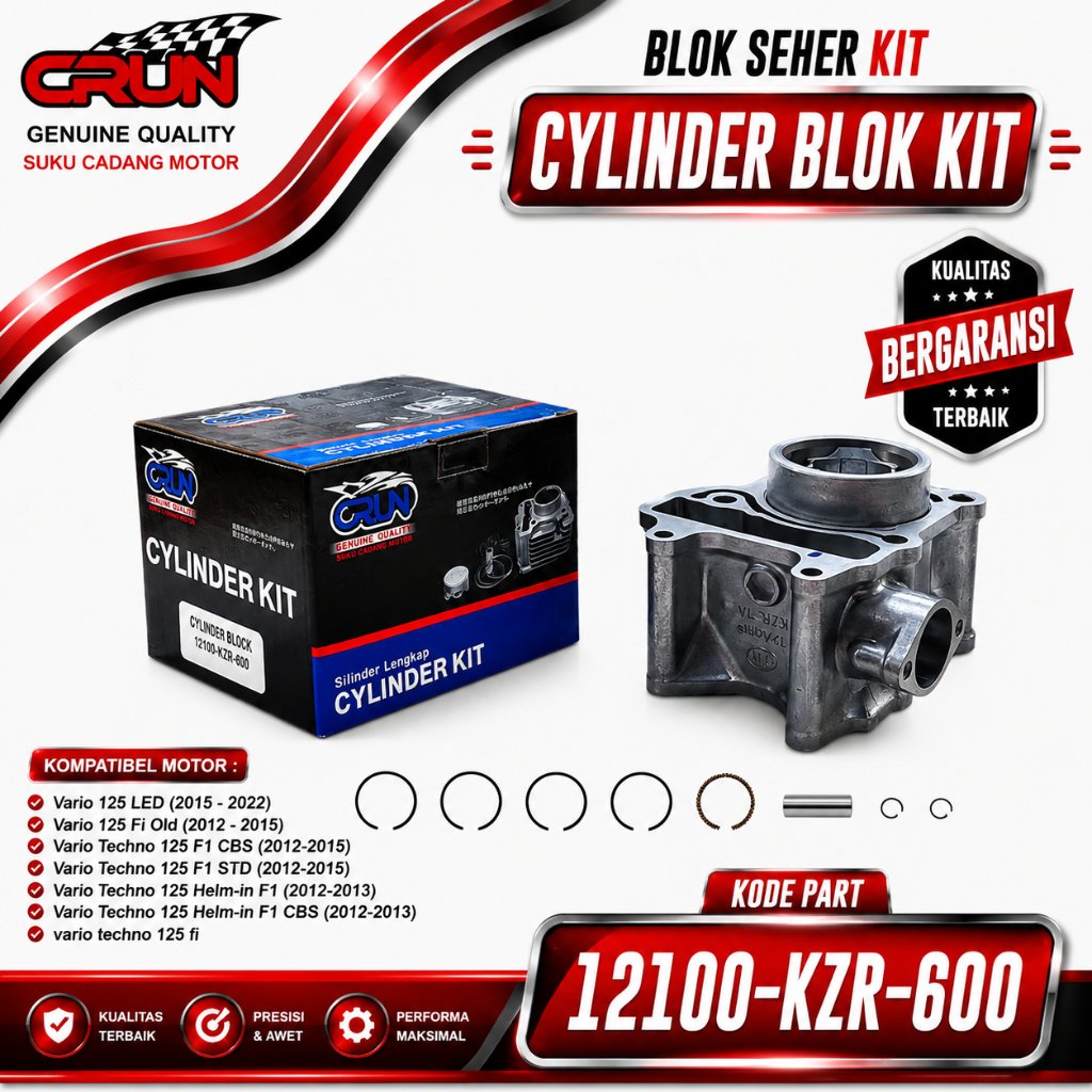 Cylinder Blok Seher Kit 12100-KZR-600 Honda Vario Techno 125 FI / Vario 125 LED / Vario 125 FI Old