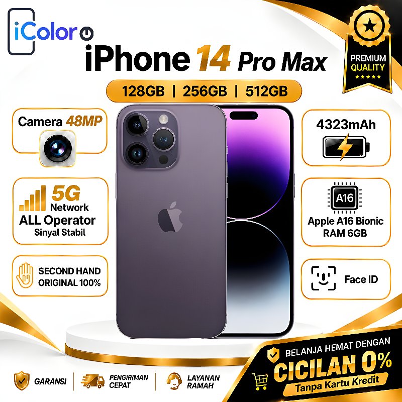 iPhone 14 Pro Max 128GB 256GB 512GB Secondhand Normal Full set Original 100% ex internasional Apple