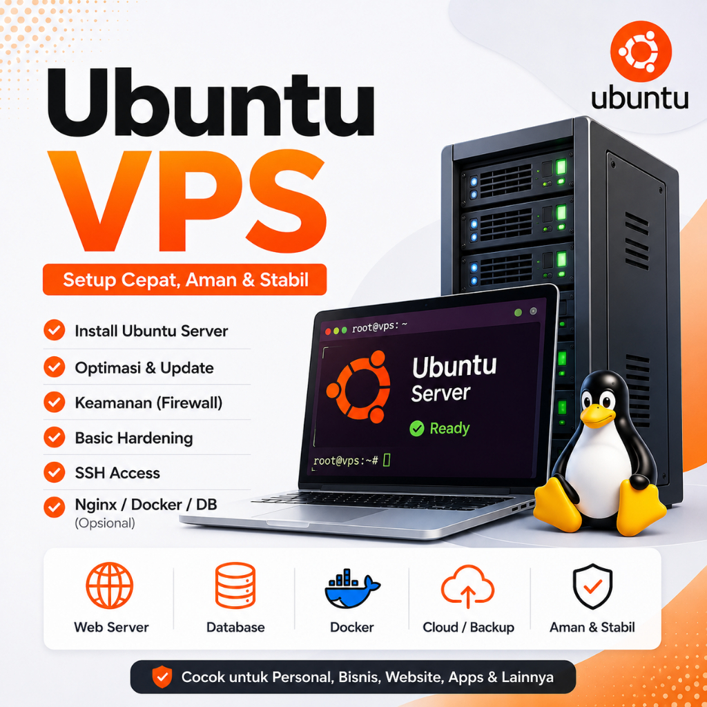 VPS Ubuntu 1 Bulan + Setup Server | Siap Pakai