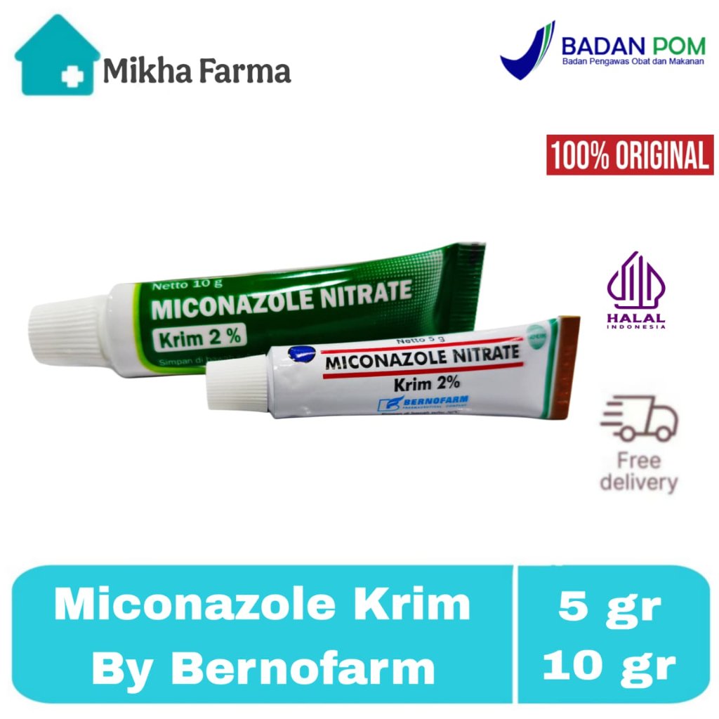 Miconazole Nitrate 2% Krim 1 Tube @ 5 gr & 10 gr ( By. Berno ) -  Obat Gatal Jamur Kulit