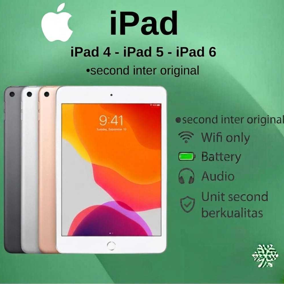 Apple ipad 4 ipad 5 ipad 6  ipad 7 second original wifi only batrai 100% ori