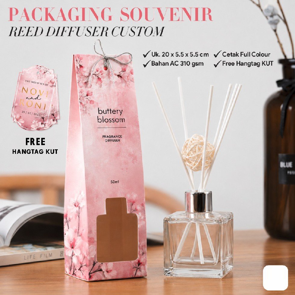 Box Souvenir Reed Diffuser Custom Murah Packaging Souvenir Pernikahan Elegant