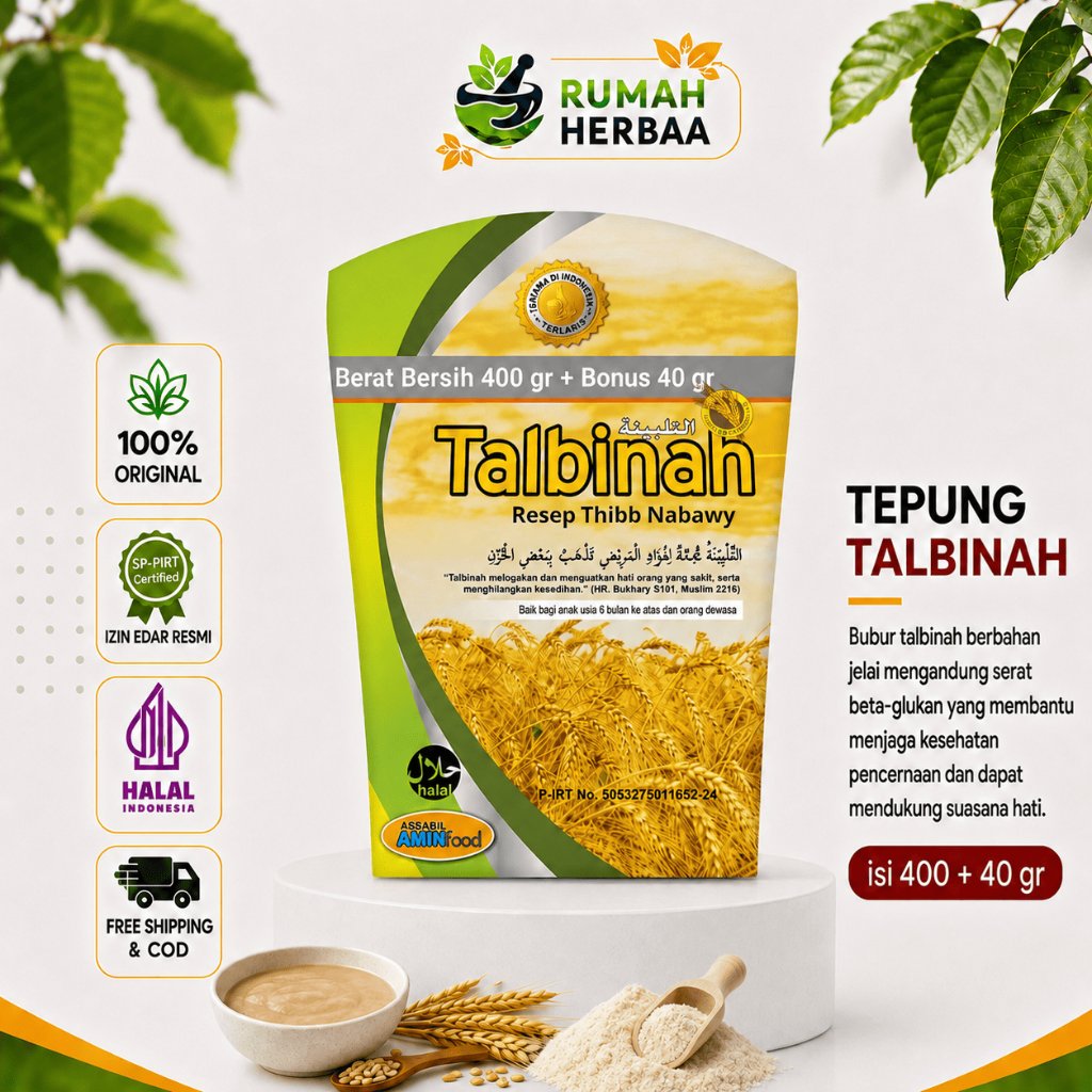 Tepung Gandum Talbinah Talbina 400gr + 40gr - Resep Thibbun Nabbawy Untuk Penyakit Pencernaan Maag K