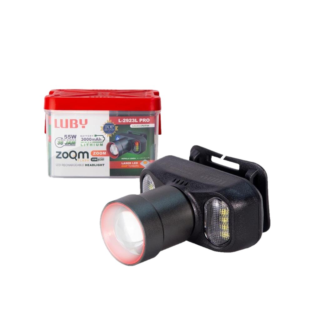 Luby Senter Kepala ZOOM 55W L-2923L PRO Cahaya Putih & L-2923K PRO Cahaya Kuning