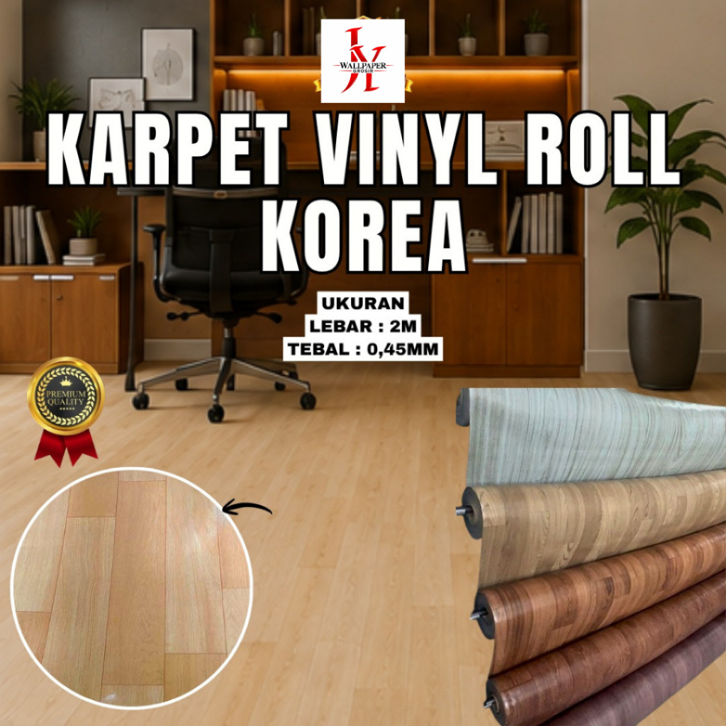 KARPET VINYL ROLL KOREA LEBAR 2M | VINYL LANTAI KOREA ROLL TEBAL 0.45MM