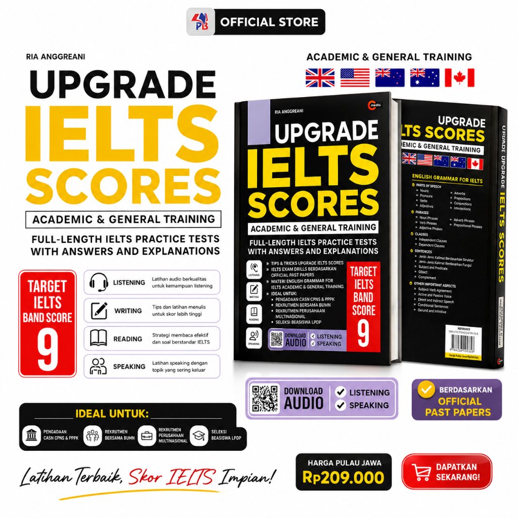 Buku Bahasa Inggris / Upgrade IELTS Scores Academic & General Training / KAWAH MEDIA
