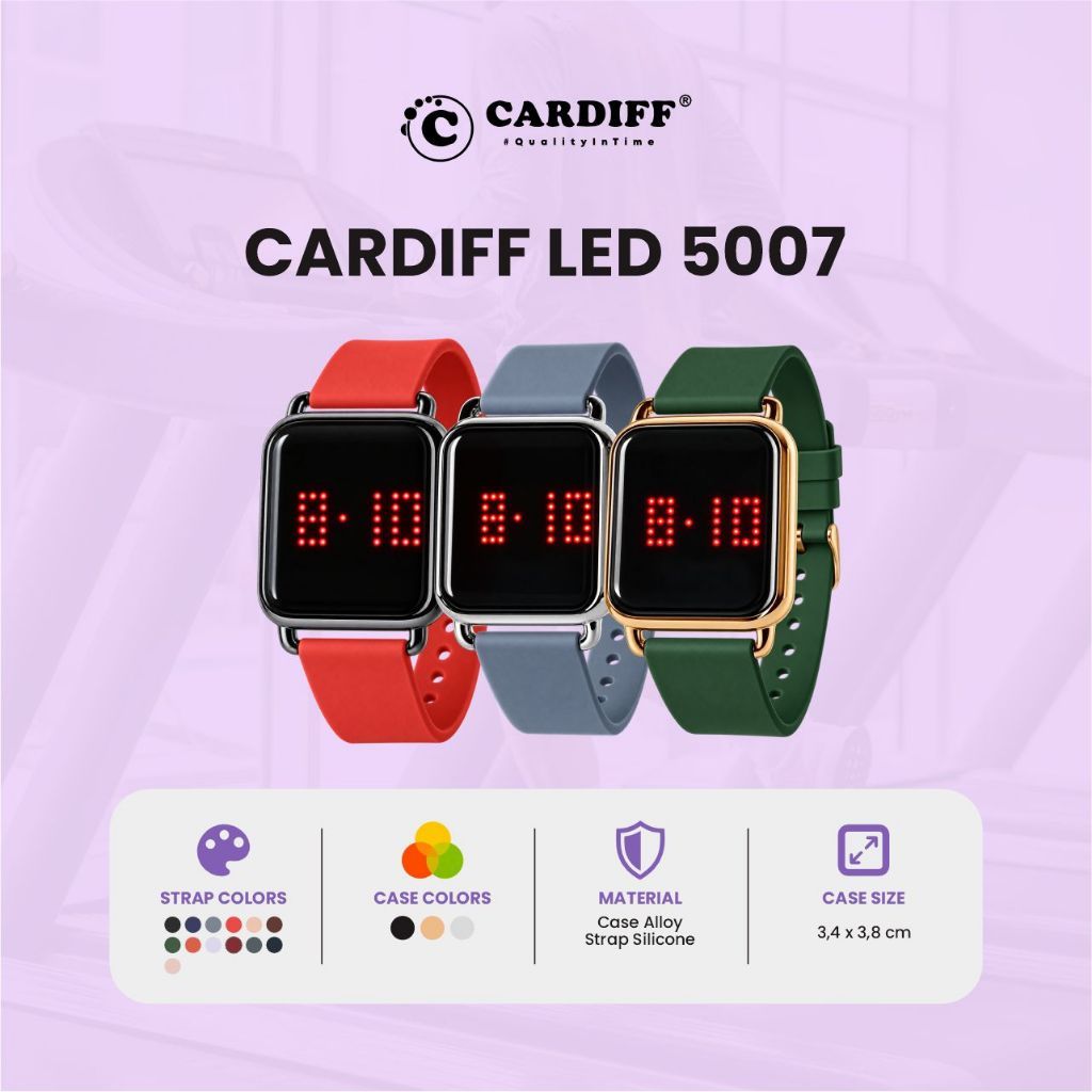 CARDIFF LED 5007 Silver Series Jam Tangan Digital LED Unisex
